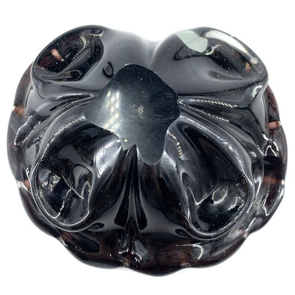 Murano Tutti Frutti MCM Art Glass Cobalt Pinched Ashtray Dish Bowl Silver 7" W - Picture 7 of 8